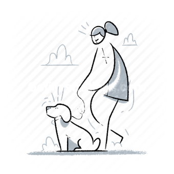 woman, dog, pet